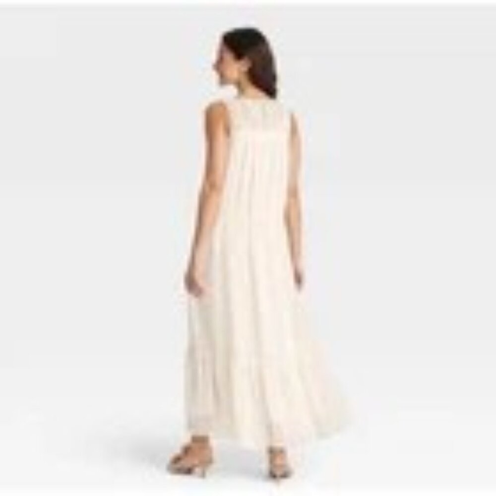 A New Day Cream Sheer Chiffon Wedding Party Occasion Maxi Slip Dress NWT 1X - Picture 3 of 3